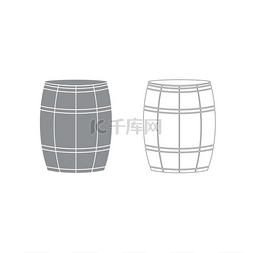 葡萄酒或啤酒桶灰色设置图标。