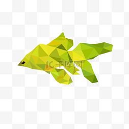 黄绿色线条图片_长尾黄绿色低聚抽象鱼