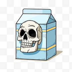 牛奶盒子卡通图片_牛奶盒复古插画风格蓝色牛奶