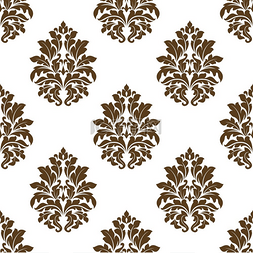 棕色和白色锦缎风格的蔓藤花纹图