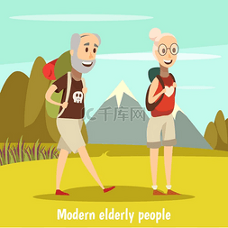 现代老年人背景。