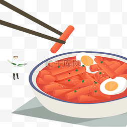 韩国女插画图片_女厨师鸡蛋炒年糕插画