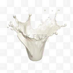 手绘插画风免抠元素喷溅牛奶