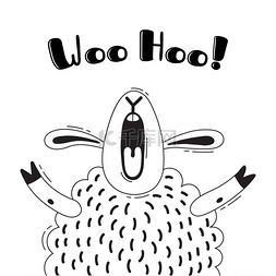 活动卡通海报图片_插图中有快乐的绵羊它们叫着呼呼