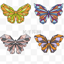 立体块状图片_漂亮多边形彩色蝴蝶