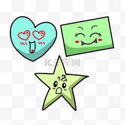 可爱爱心星星正方形绿色