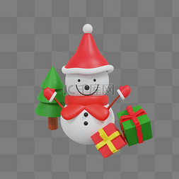 礼物雪人礼物图片_3DC4D立体圣诞节圣诞树雪人