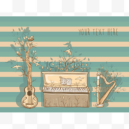 自然旋律图片_Vector illustration of live music with guitar