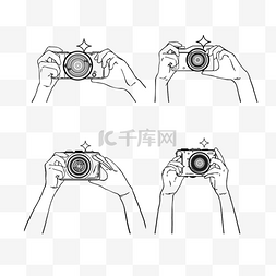 摄影线稿图片_手持相机拍照摄影师手机