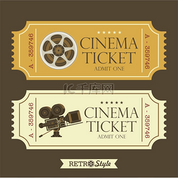 优惠券纸图片_设计复古电影票。