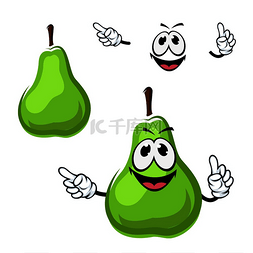 绿色健康主题图片_多汁有趣的绿色梨果卡通人物，用