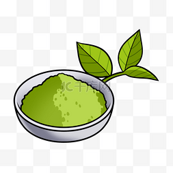茶沫碗绿色叶子图片绘画