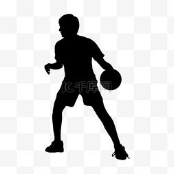篮球防守图片_篮球剪影运球的男人