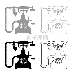灰色电话图标矢量图片_复古电话机复古转盘复古电话机复