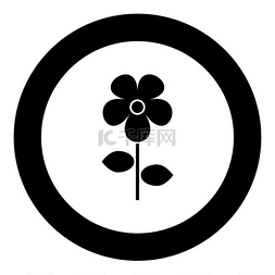 草药矢量图图片_孤立的圆形矢量图中的花图标黑色