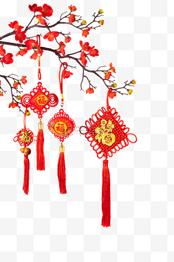 摄影梅花图片_新年梅花中国结挂饰