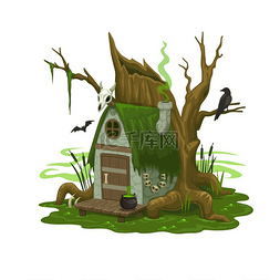 女巫女巫的房子图片_精灵的沼泽房屋或巫师或邪恶的住
