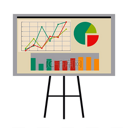 白板矢量图标图片_带有图表和图表的办公板矢量插图