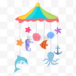 婴儿玩具海洋挂饰矢量图