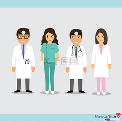 护士工作卡通图片_套的卡通医疗队 （牙医，医生和