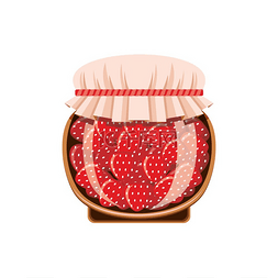 Jar 在白色背景上的草莓酱。