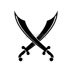 黑色军刀图片_交叉的剑孤立的图标矢量弯刀黑色