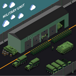 飞机坦克图片_军用卡车、步兵战车和士兵在队伍