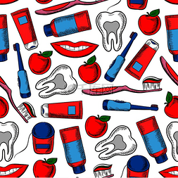 牙膏与牙刷图片_牙齿健康和牙科模式与健康牙齿、