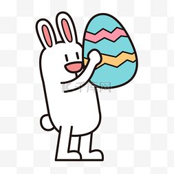 抱彩蛋的小兔子图片_复活节抱着彩蛋的兔子