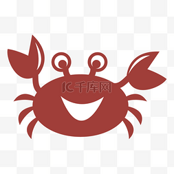 白色螃蟹卡通图片_白色红色简约可爱螃蟹
