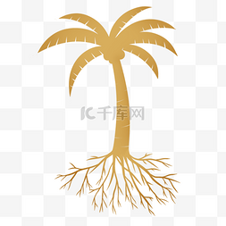 椰子树和树根的剪影