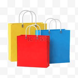 彩色3D购物袋包装袋C4D