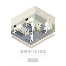 医疗团队图片_消毒等距背景医院房间的室内视图