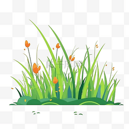 草丛绘画图片_扁平设计卡通元素草丛