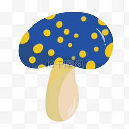 蓝色蘑菇卡通嬉皮士贴纸