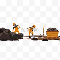 煤炭工人拿工具挖煤劳动工作