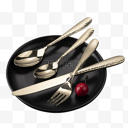 勺子刀子图片_金色刀叉餐具