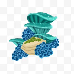 深海凤尾鱼图片_深海有肌动蛋白珊瑚植物插画