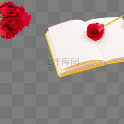 红玫瑰情人节粉色背景笔记本创意