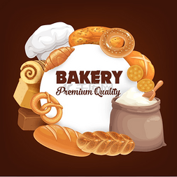 面粉和面包图片_面包店海报上有面包和烘焙糖果、