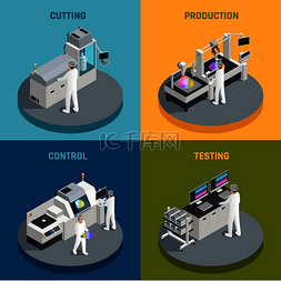 机械制造自动化图片_半导体芯片生产等距 2x2 设计概念