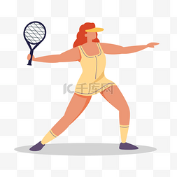 白白图片_网球比赛运动概念插画穿网球服打