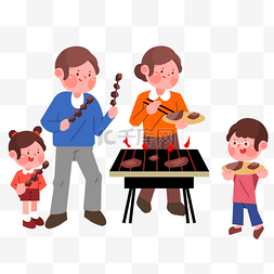 烤肉串传单图片_户外烤肉烧烤野餐聚会卡通