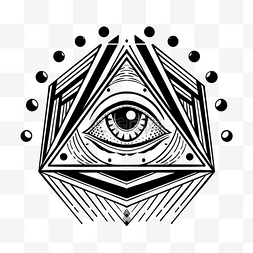 神秘之眼图片_神秘几何的黑白全视之眼