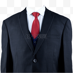 红色领带正装图片_半身摄影图红领带黑西装白衬衫