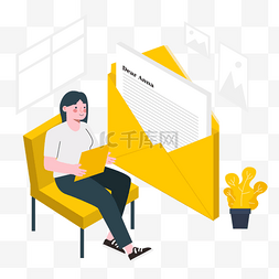 logo片头图片_email邮件传递在家办公插画