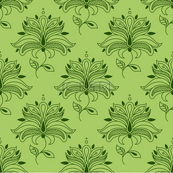 绿色瓷砖图片_波斯风格的绿色佩斯利无缝花卉图