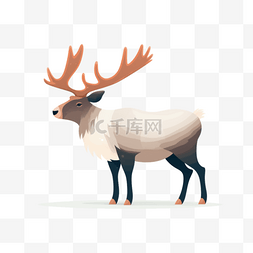 扁平扁平插画图片_手绘动物扁平素材麋鹿(3)