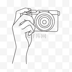 手拿相机图片_单手拿着的线稿手持相机