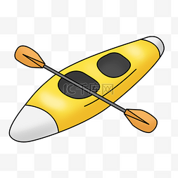 橙色船桨黄色双人皮划艇剪贴画